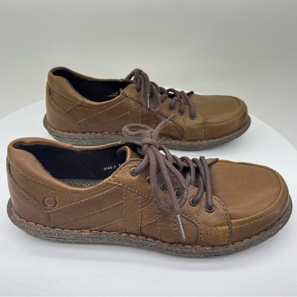 Born Sneaker Oxfords Lace Brown Leather Outdoor Boho Hippie Outdoor Gorp Granola